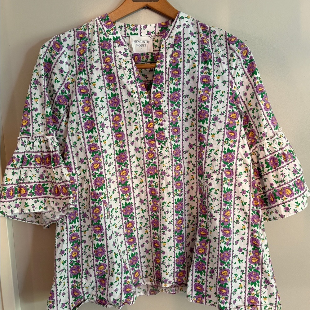 Hyacinth House floral peplum top size can